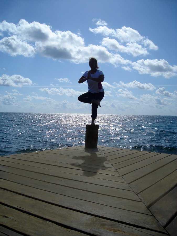 Yoga classes on the pier at Ceiba del Mar