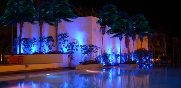 Nightime pool view from Oasis Viva Resort Cancun